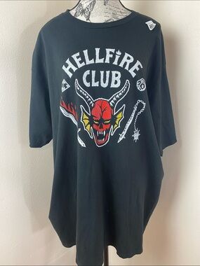 Netflix Hellfire Club Graphic Tee Stranger Things Black T-Shirt Size 3XL